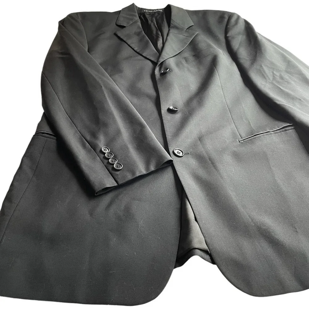 HUGO BOSS Suit Blazer Jacket Black Size 42T Tall Wool Einstein Omega Formal